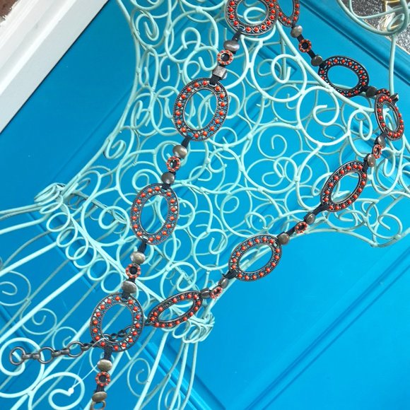 Metal Chain Link Belt Vintage Art Deco  Round Circle Cosplay Gypsy Retro 90s - Picture 3 of 15